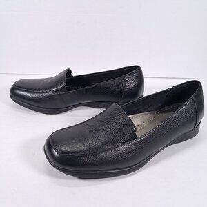 Trotters Jenn Loafers Women 7.5 W WIDE Black Leather Slip On Shoes T9521-001